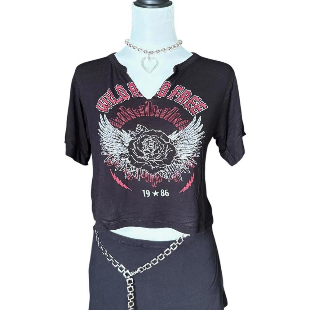 2000s Charlotte Russe black biker graphic tee